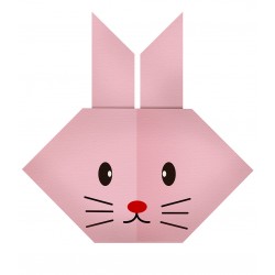 Sticker origami tête lapin rose