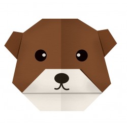Sticker origami tête ours
