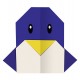 Sticker origami pingouin violet