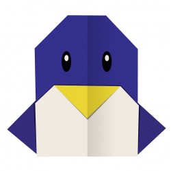 Sticker origami pingouin violet