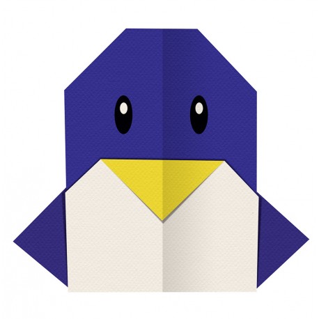 Sticker origami pingouin violet