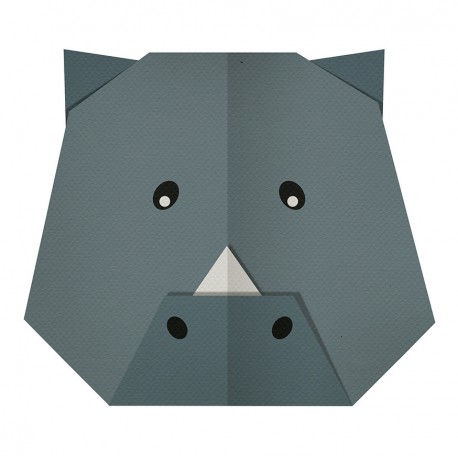 Sticker origami tête rhinocéros