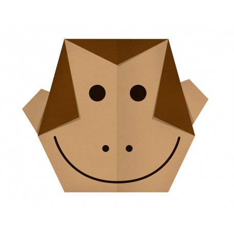 Sticker origami tête singe