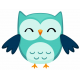 Sticker chouette hibou bleu