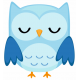 Sticker chouette hibou bleu ciel
