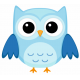 Sticker chouette hibou bleu ciel
