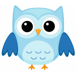 Sticker chouette hibou bleu ciel