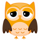 Sticker chouette hibou orange