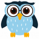 Sticker chouette hibou bleu