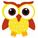 Sticker chouette hibou jaune