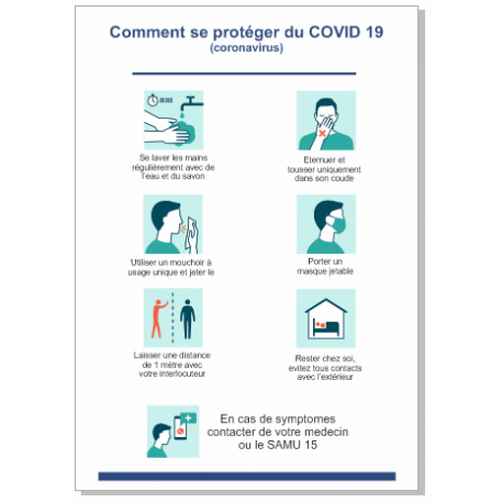 Panneau Geste santé Coronavirus COVID 19
