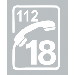 Sticker incendie (blanc seul) téléphone pompier 112 - 18
