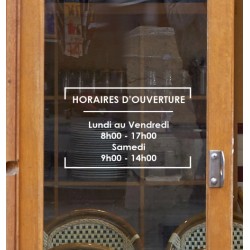 Sticker Horaires vitrine (modèle N°2)
