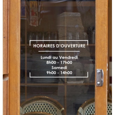 Sticker Horaires vitrine