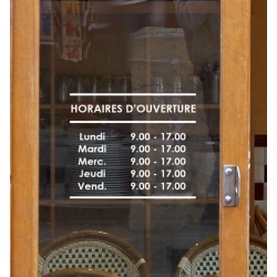 Autocollant Horaires d'ouvertures (modèle N°3)