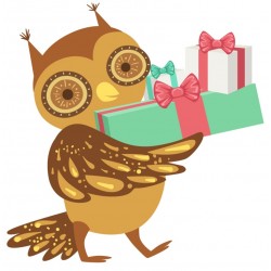 Sticker hibou apporte cadeaux