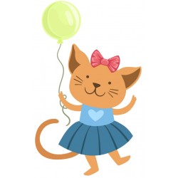 Sticker chat avec ballon vert