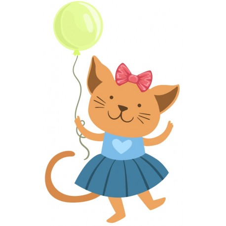 Sticker chat avec ballon vert