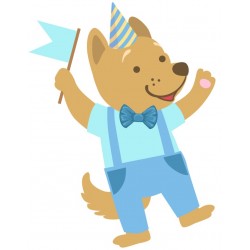 Sticker chien fanion fete