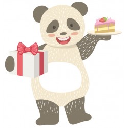 Sticker panda mange gateau
