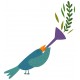 Sticker oiseau vert bleu chante