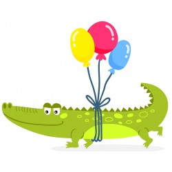 Sticker crocodile envole ballon