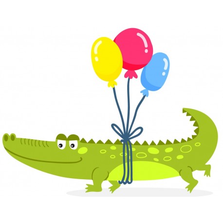 Sticker crocodile envole ballon