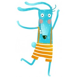 Sticker chien fou bleu