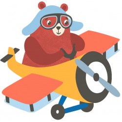 Sticker ours vole avion