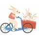 Sticker lapin famille velo