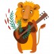 Sticker lion avec sa guitare
