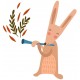 Sticker lapin avec sa flute