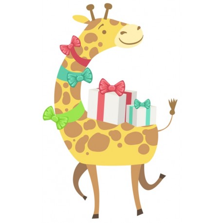 Sticker girafe avec cadeaux