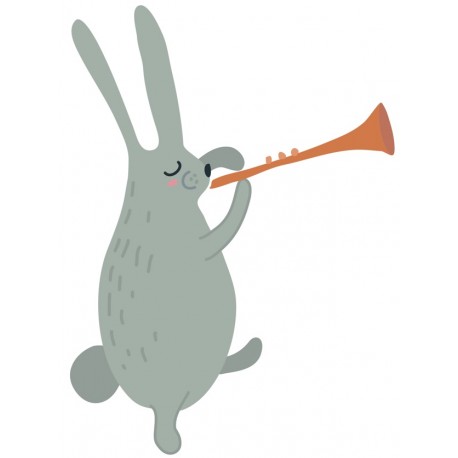 Sticker lapin avec clairon