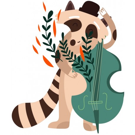 Sticker raton laveur avec instrument