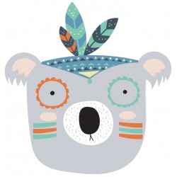 Sticker ourson gris en indien