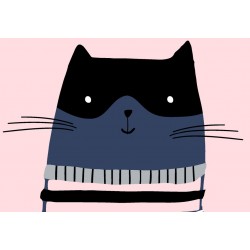 Sticker chat en vache gris et noir