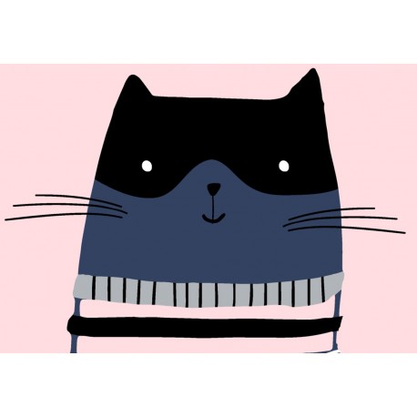 Sticker chat en vache gris et noir