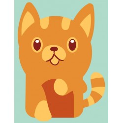 Sticker chat blanc joue avec laine