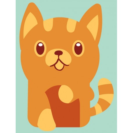 Sticker chat blanc joue avec laine