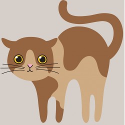 Sticker chat gris avec laine bleu