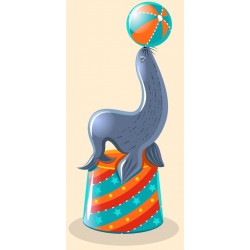 Sticker phoque joue ballon