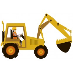 Sticker personnage poussant brouette