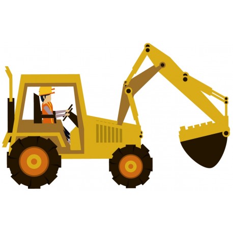 Sticker personnage poussant brouette