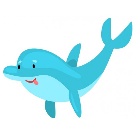 Sticker dauphin rose nage eau