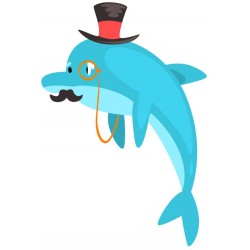 Sticker dauphin boit son verre