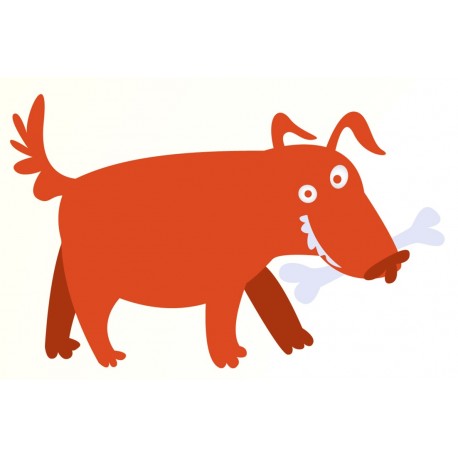 Sticker chien avec son os