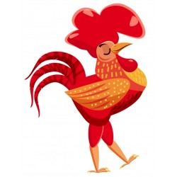 Sticker coq fier en marche