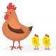 Sticker poule avec poussins