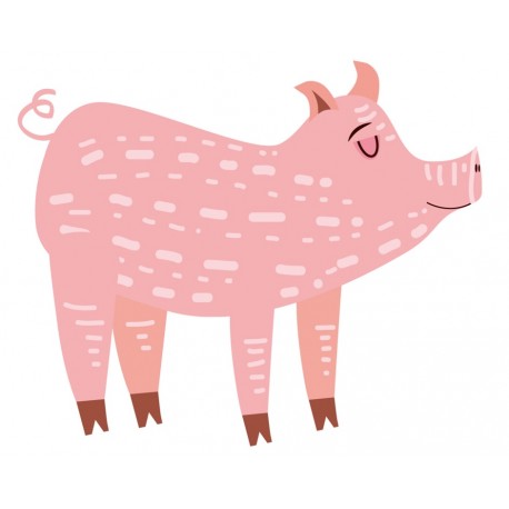 Sticker cochon avec pois blanc